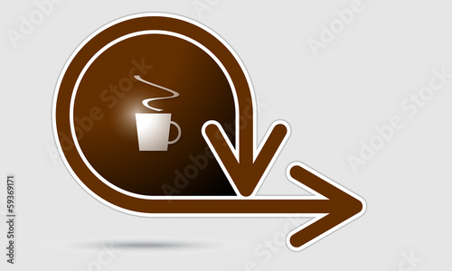 circlular box with two arrows and cup of coffee photo