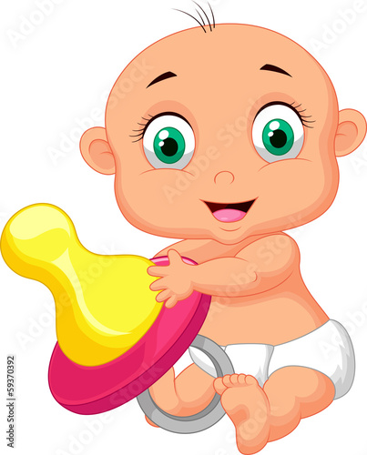 Baby holding pacifier