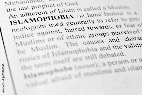 Close of Islamophobia text photo