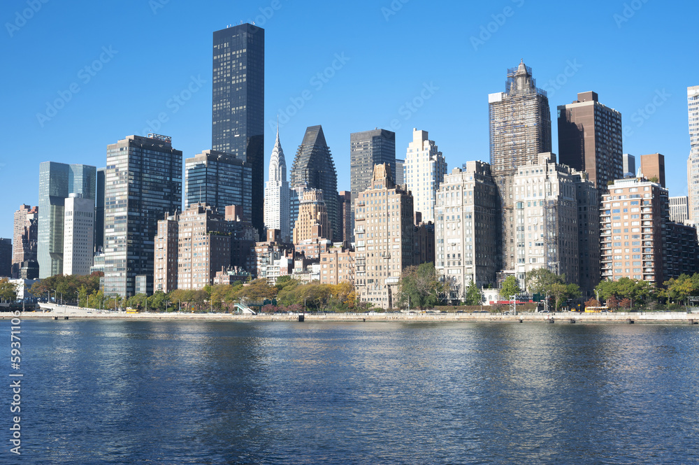 Manhattan Skyline from Roosevelt Island, New York City Manhattan Skyline from Roosevelt Island, New York City