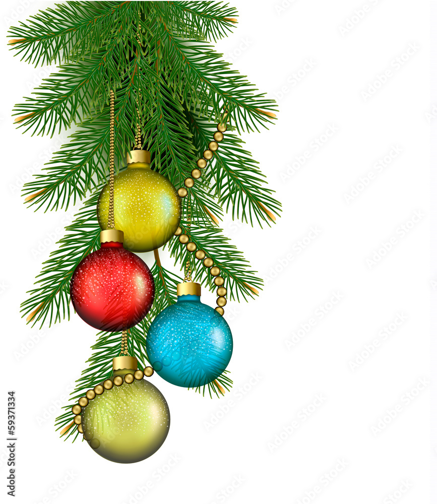 Christmas background with balls and branches. Vector illustratio Christmas background with balls and branches. Vector illustratio