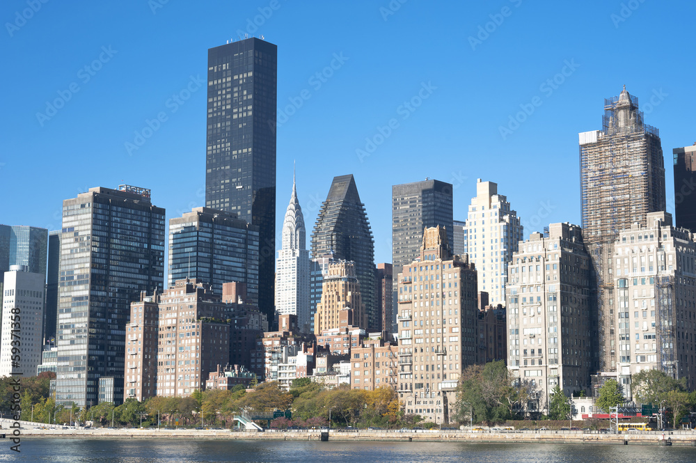 Manhattan Skyline from Roosevelt Island, New York City Manhattan Skyline from Roosevelt Island, New York City