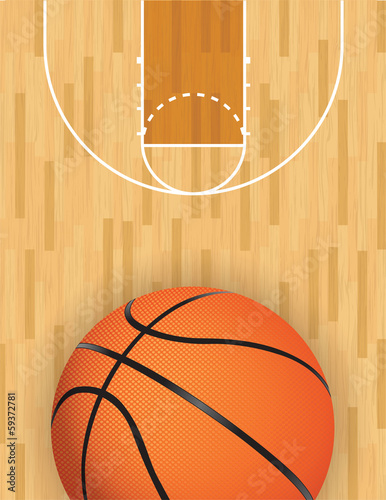 Vector Basketball and Hardwood Court