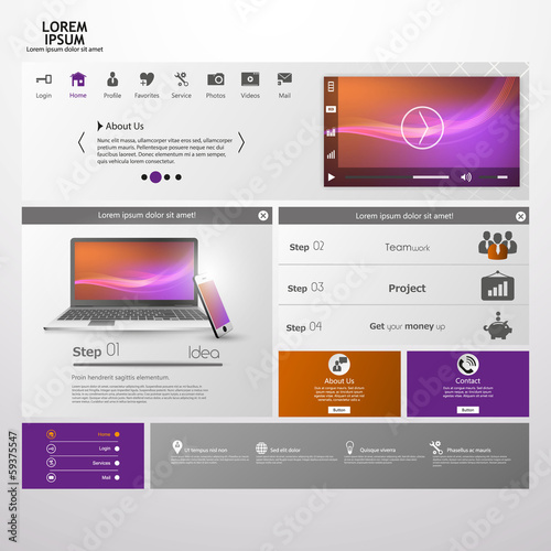 Modern Clean Website Template with Video Player and Notebook,