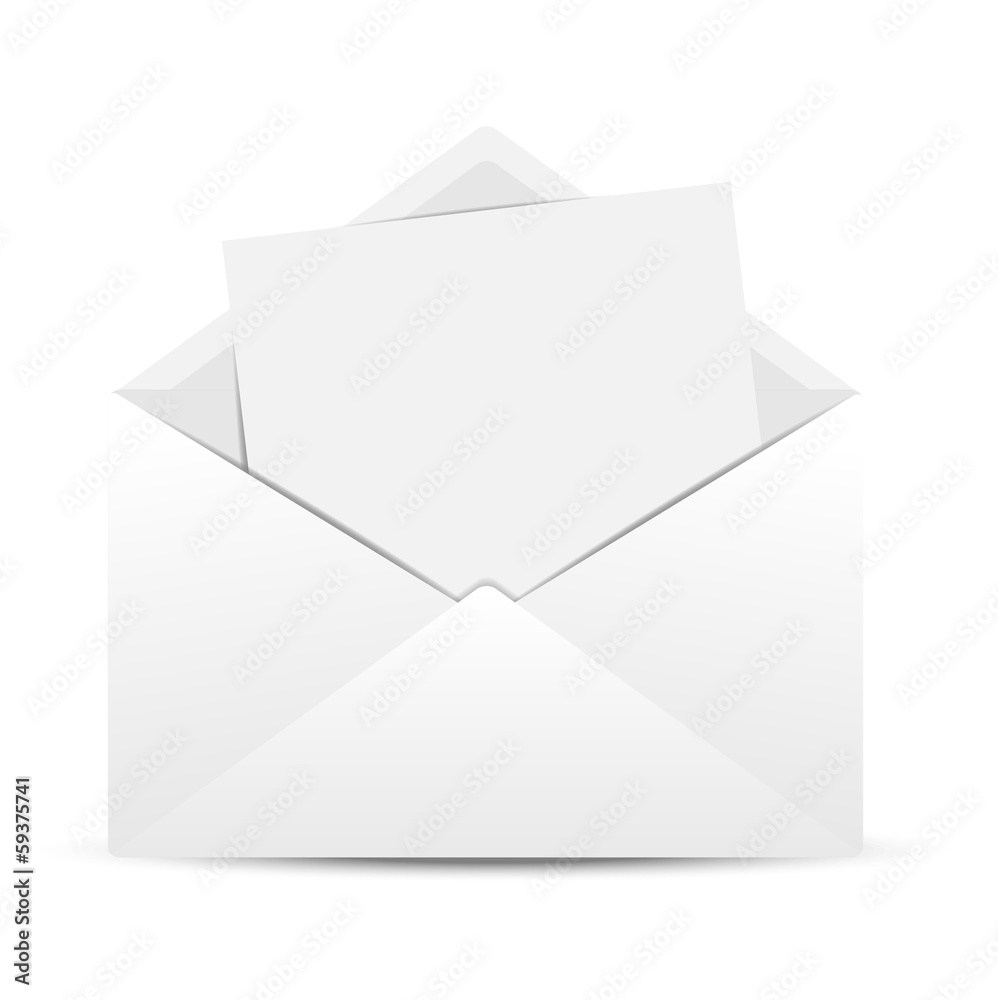 Envelope with a clean white paper sheet Envelope with a clean white paper sheet