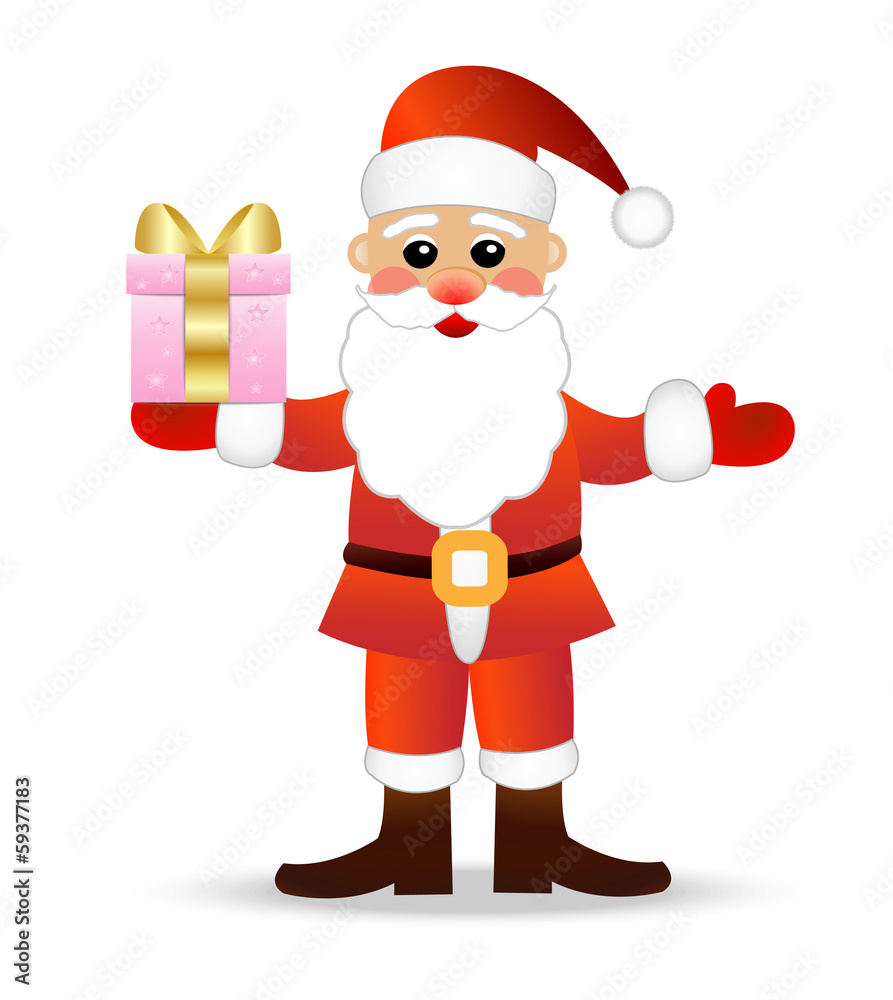 Santa claus with a gift on a white background Santa claus with a gift on a white background