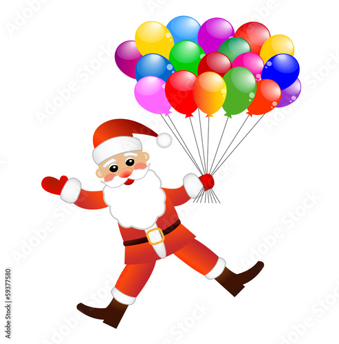 Santa claus with air marbles on a white background