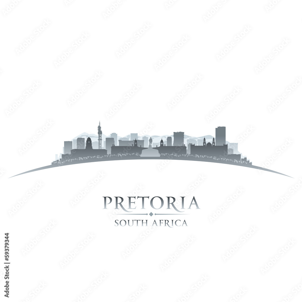 Pretoria South Africa city skyline silhouette white background