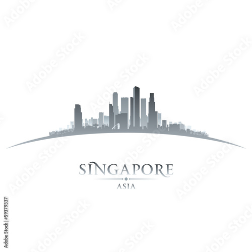 Singapore Asia city skyline silhouette white background