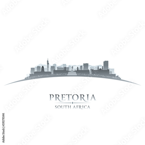 Pretoria South Africa city skyline silhouette white background