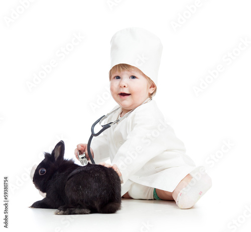 kid with clothes of doctor ...