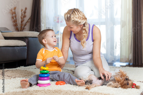 mother and kid have pastime...