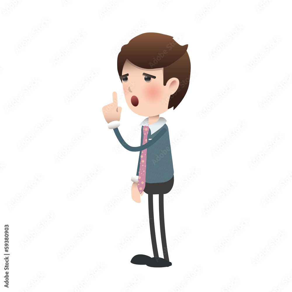 Businessman making silence gesture over white background. Businessman making silence gesture over white background.