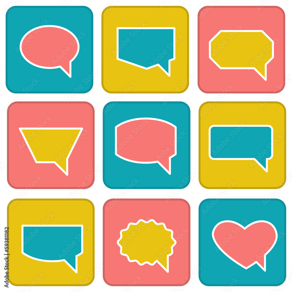 Color speech bubbles in flat style . Icons set Color speech bubbles in flat style . Icons set