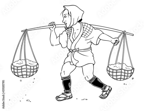 一人で運ぶ人（江戸）