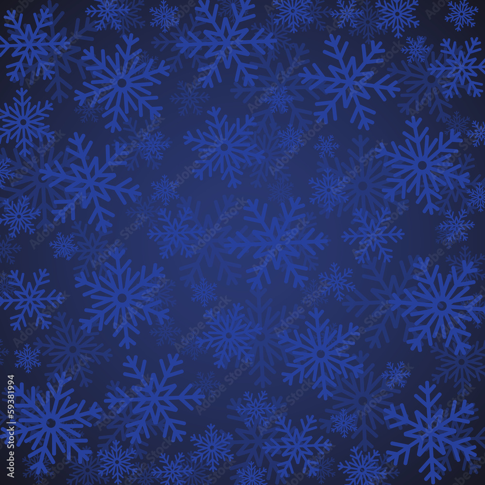 Light blue snowflakes on dark blue background Light blue snowflakes on dark blue background
