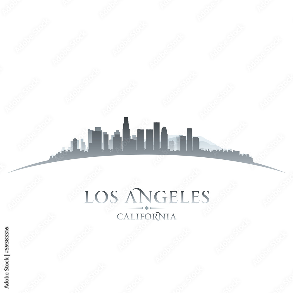 Los Angeles California city skyline silhouette white background