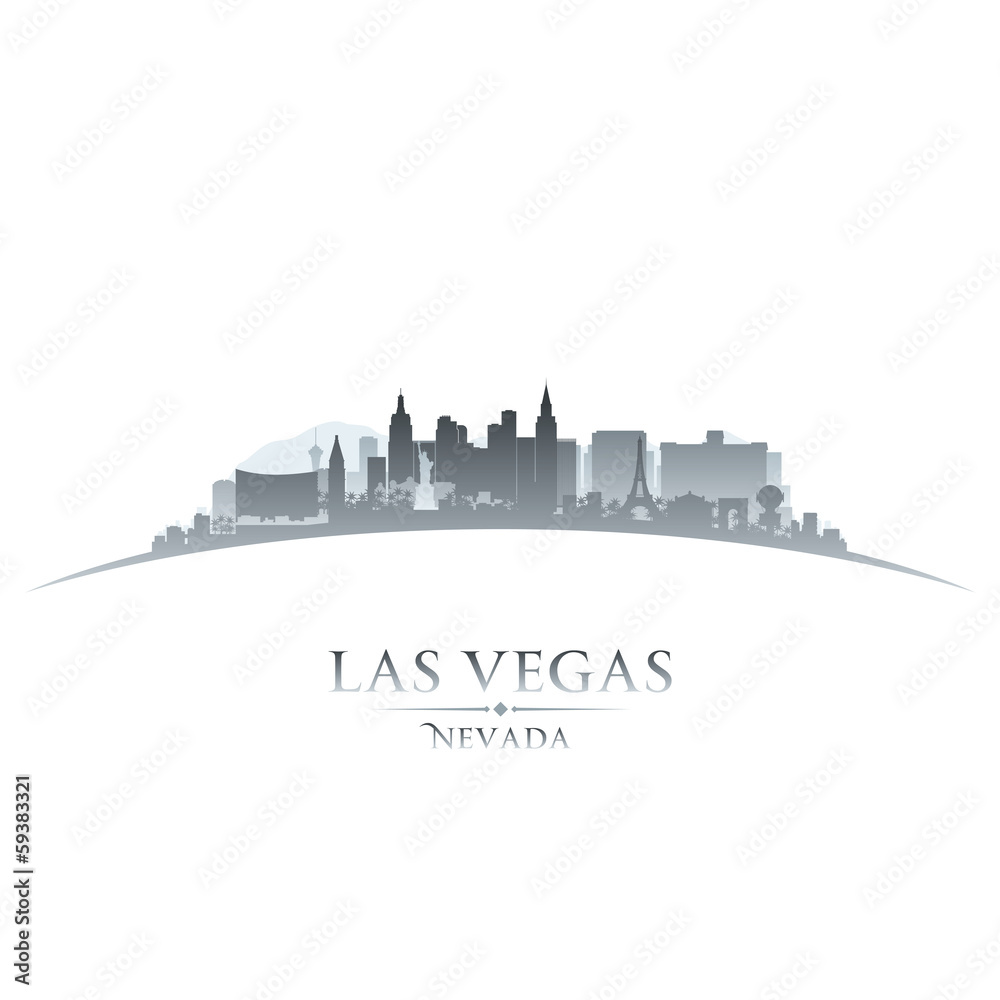 Las Vegas Nevada city skyline silhouette white background