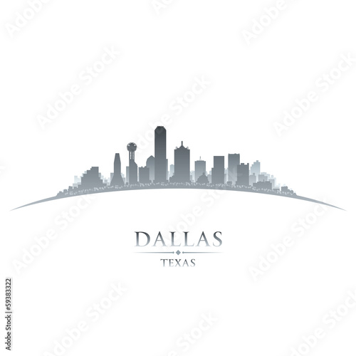 Dallas Texas city skyline silhouette white background