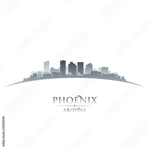 Phoenix Arizona city skyline silhouette white background