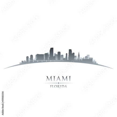 Miami Florida city skyline silhouette white background