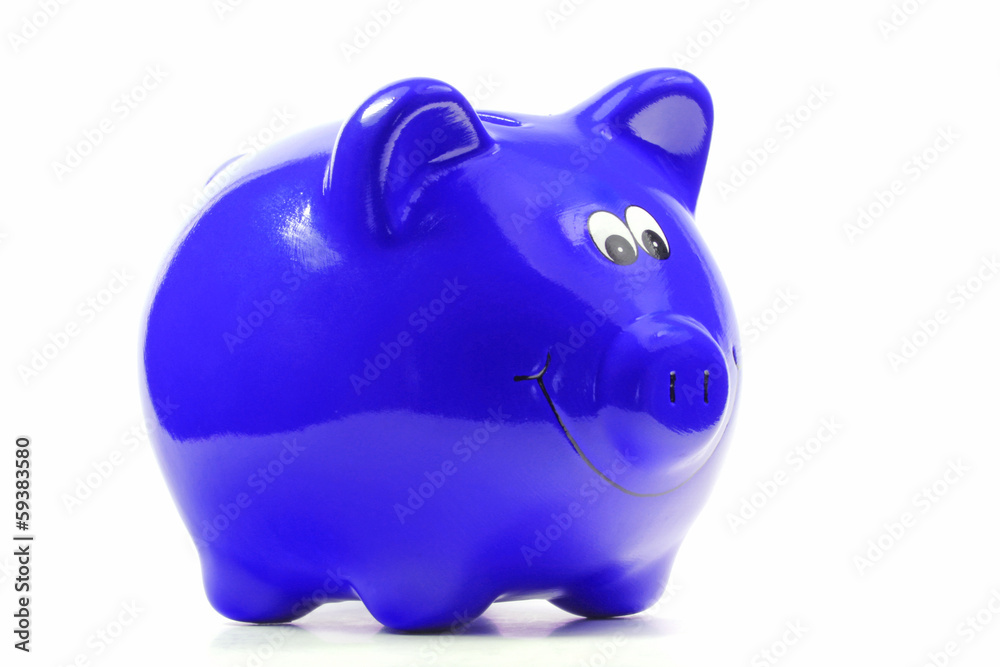 Naklejka premium Blaues Sparschwein