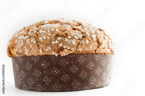 Christmas cake panettone on white background