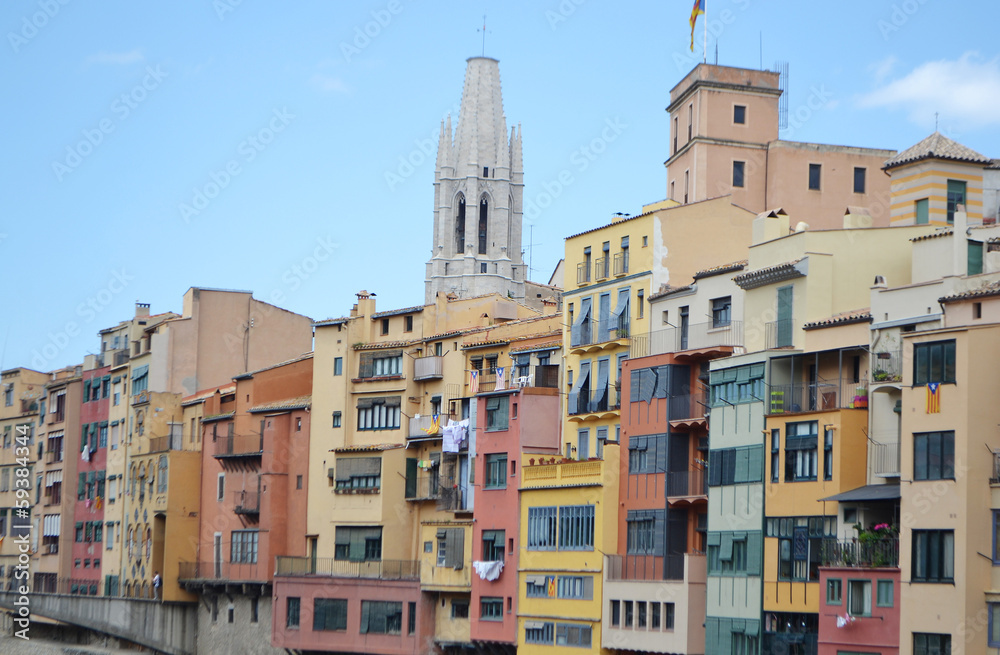 Houses over Onyar River in Girona.