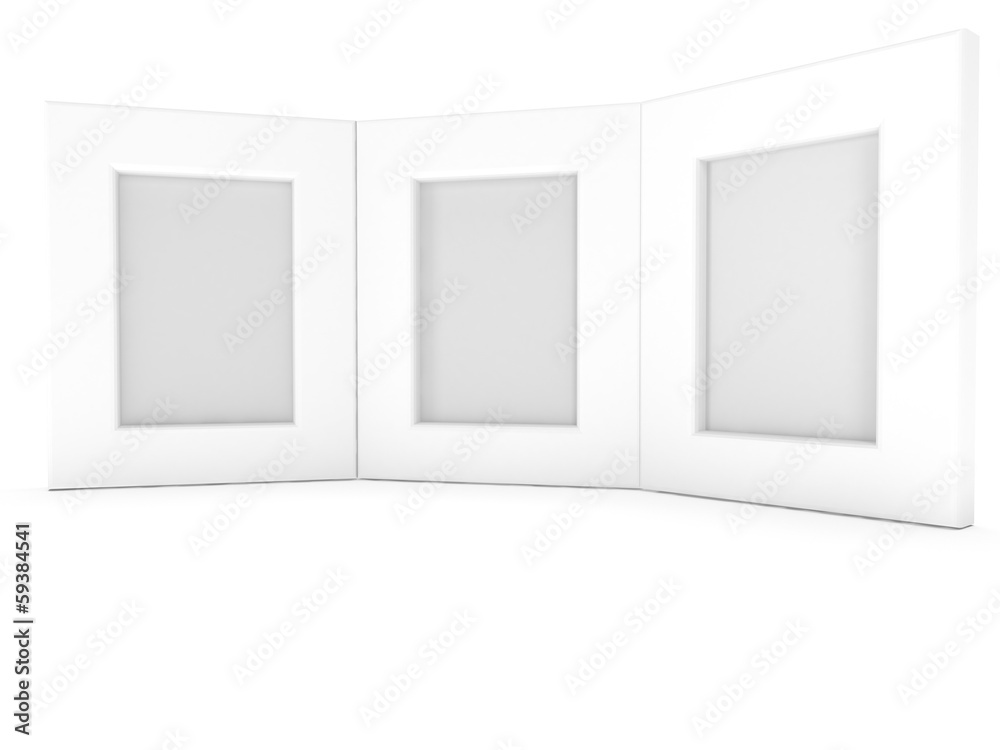 Empty blank photo frames on white. 3D render. Empty blank photo frames on white. 3D render.