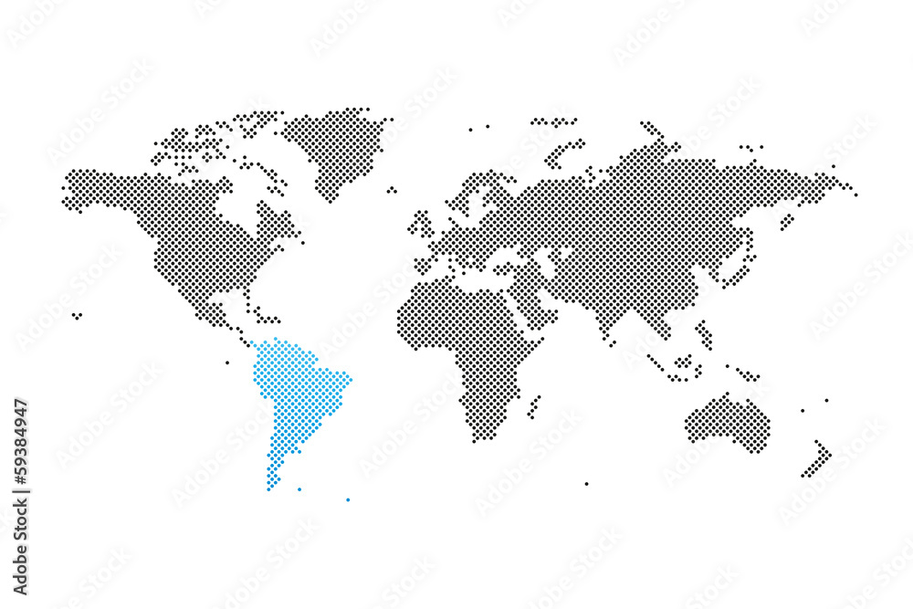 Südamerika in Welt-Karte