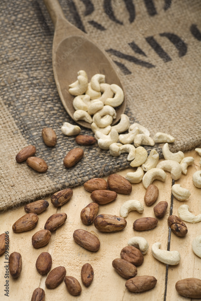 kakaobohnen mit cashewkernen kakaobohnen mit cashewkernen