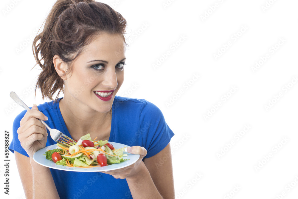 Young Woman Eating Mixed Salad
