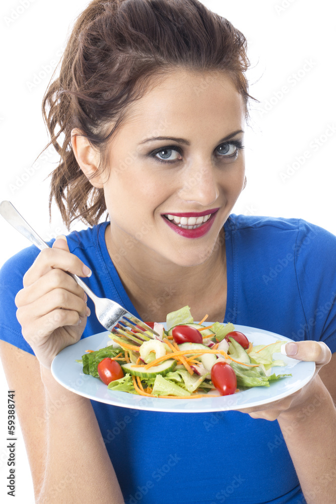 Young Woman Eating Mixed Salad Young Woman Eating Mixed Salad