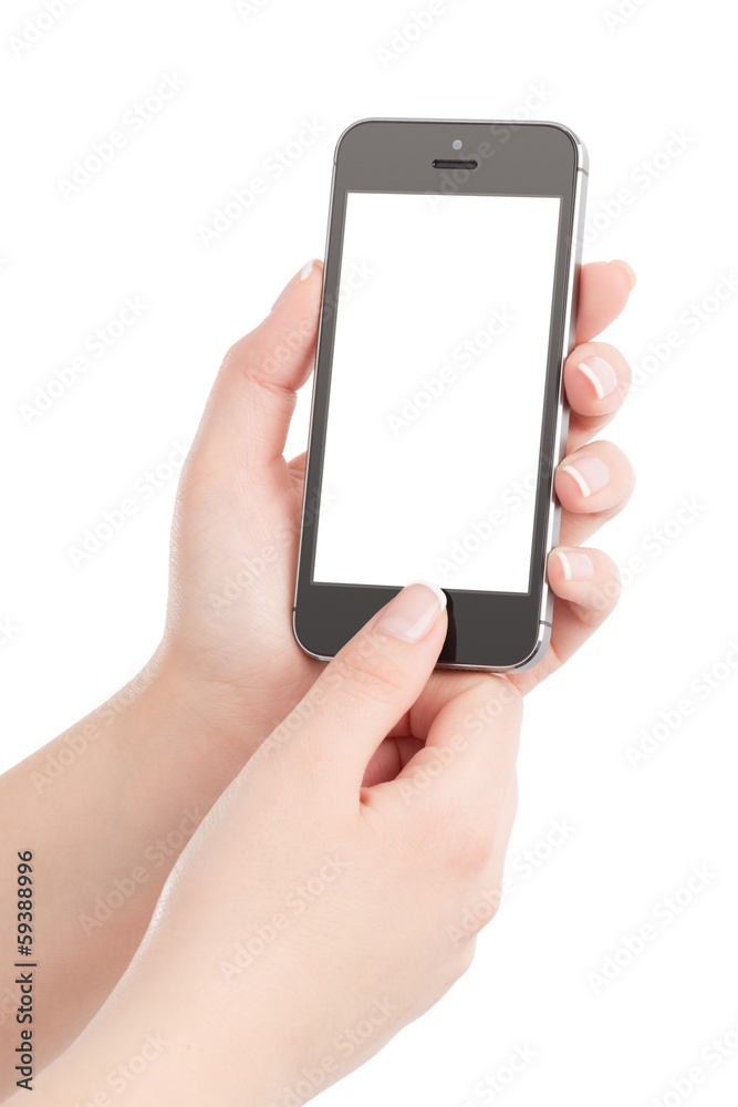 Black smartphone mockup in hands