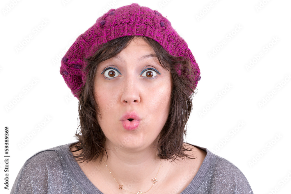 Woman reacting in amazement and wonder Woman reacting in amazement and wonder