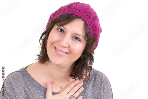 Canvas Print Woman showing her heartfelt gratitude