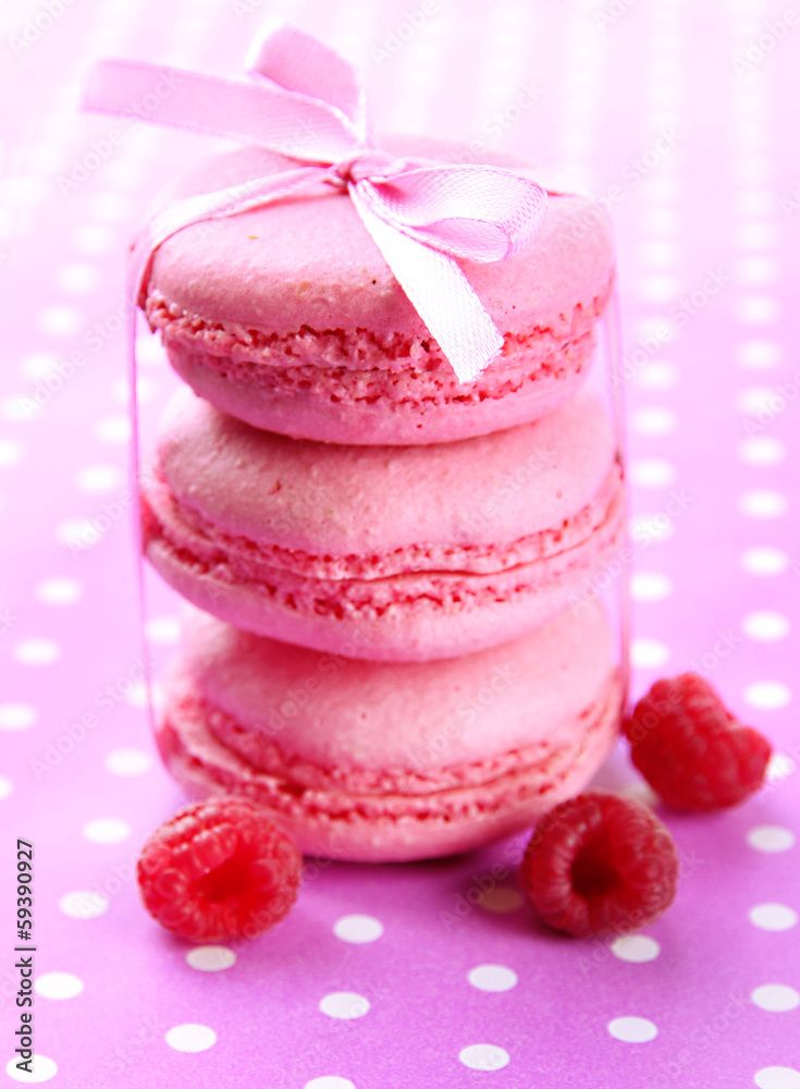 Gentle macaroons on table close-up Gentle macaroons on table close-up