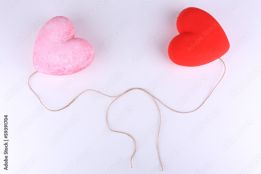 Two decorative hearts, isolated on white Two decorative hearts, isolated on white