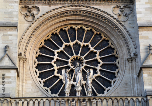 Detail of Notre Dame Cathedral in Paris, France