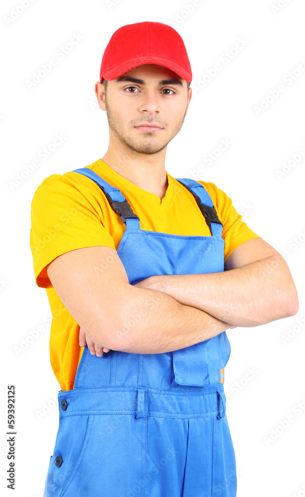 Male worker isolated on white Male worker isolated on white