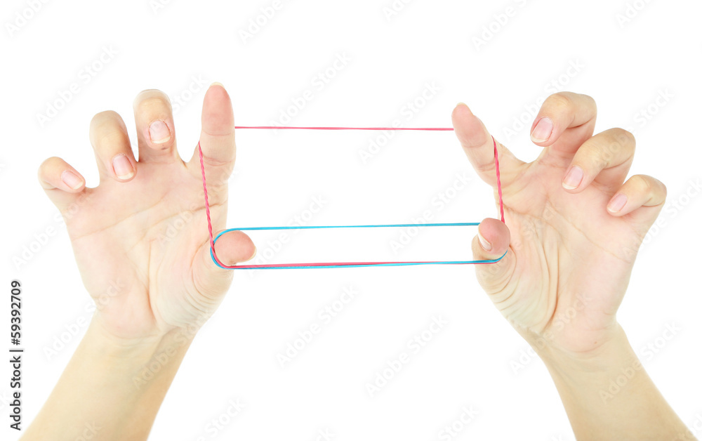 Game with an elastic band, isolated on white Game with an elastic band, isolated on white