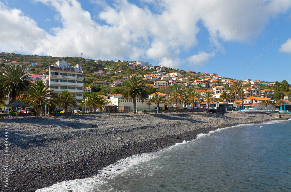 Pebble beach in Santa Cruz, Madeira island, Portugal