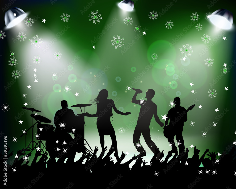 People dancing in rock concert Christmas party