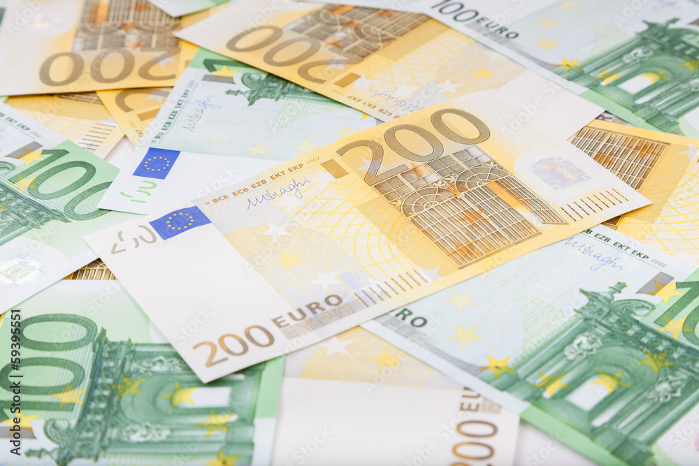 Euro banknotes spread over the floor - European currency Euro banknotes spread over the floor - European currency