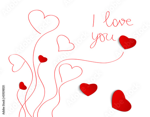 Heart from paper ,Valentines Day greeting card