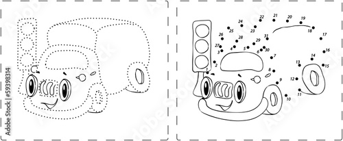 Funny lorry drawing with dots and digits
