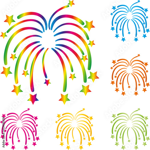 Feuerwerk, Raketen, Explosion, Vorlage, Set, Design