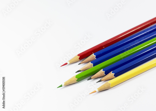 Mixed powerfuls of Color Pencil in Isolated Background