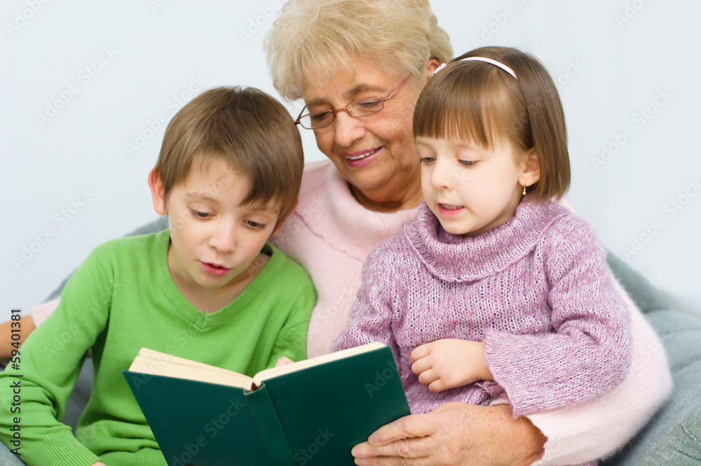 Grandmother reading a book Grandmother reading a book