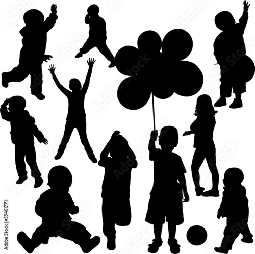 Children silhouettes - vector